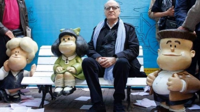 Mafalda despide a su padre Quino