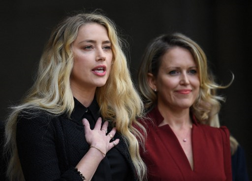 Amber Heard luego del fallo del juicio contra Johnny Depp en noviembre. Foto: AFP
