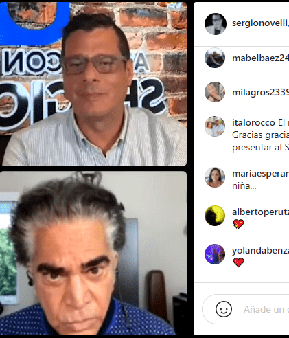 El Puma con Sergio Novelli durante la entrevista que se vio en live de Instagram